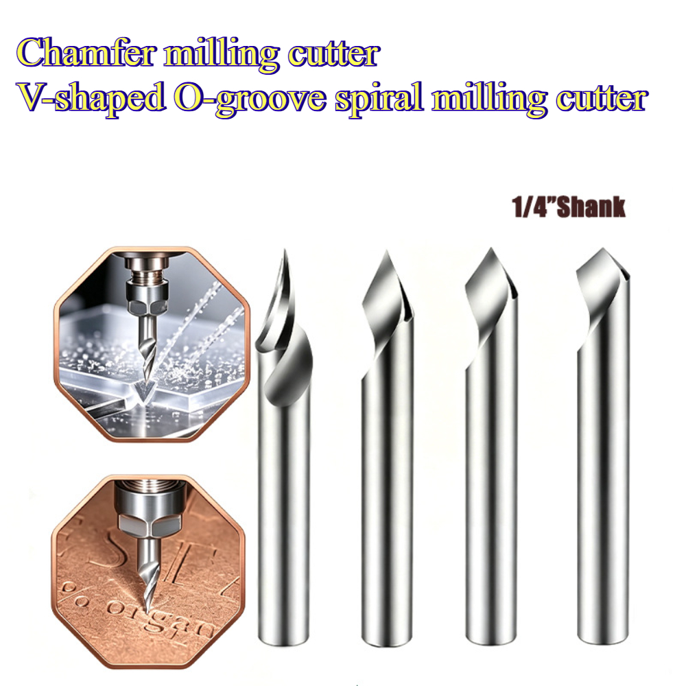 Cnc Router Bit - V-förmiger Spiral-CNC-Fräser, 1/4