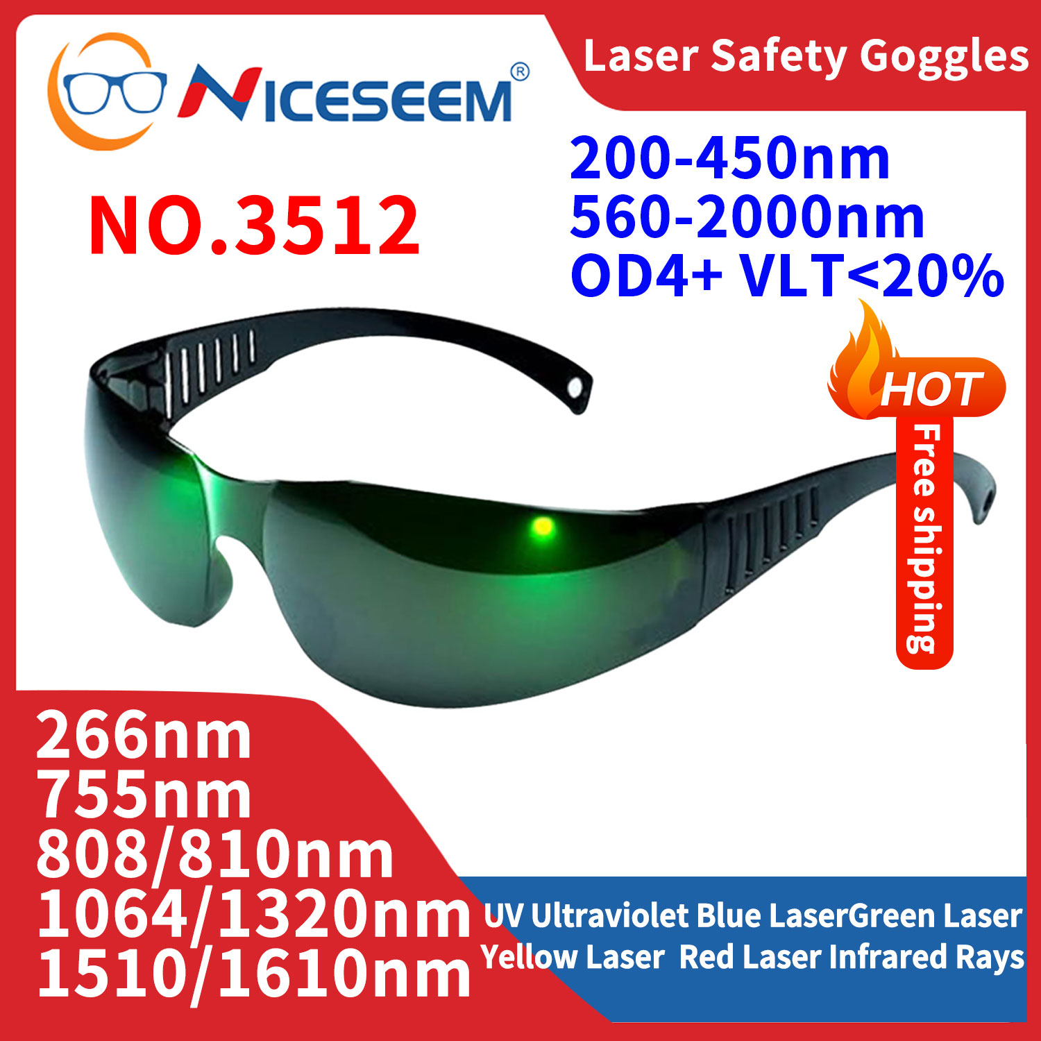 Laser Safety Goggles - Bleibrille Strahlungsbrille Schutz Sicherheit Laser Infrarot