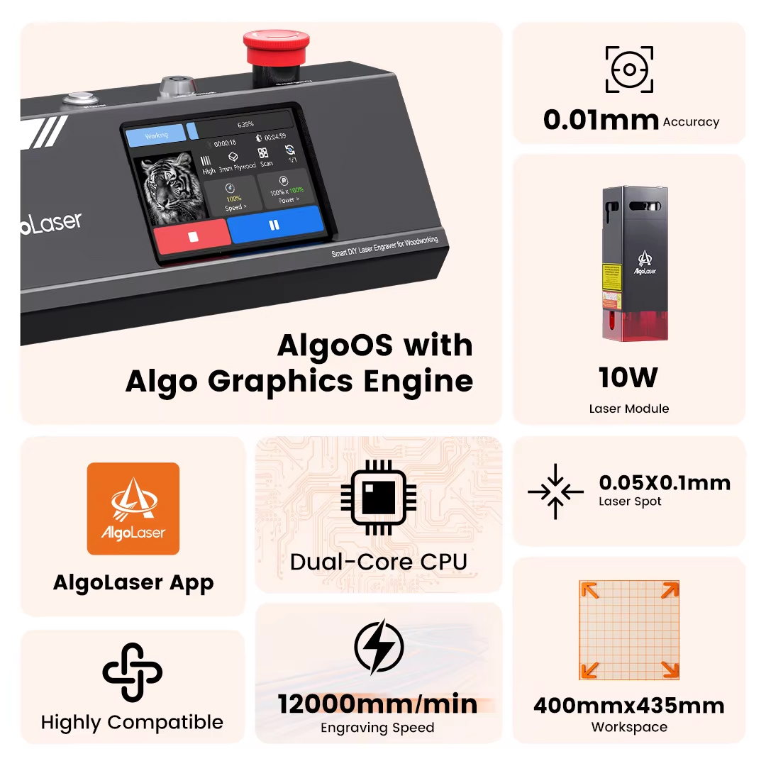 Algolaser DIY Tisch 40*43 cm C – Industrial Laser Engraver For Metal Bewertung und Preis